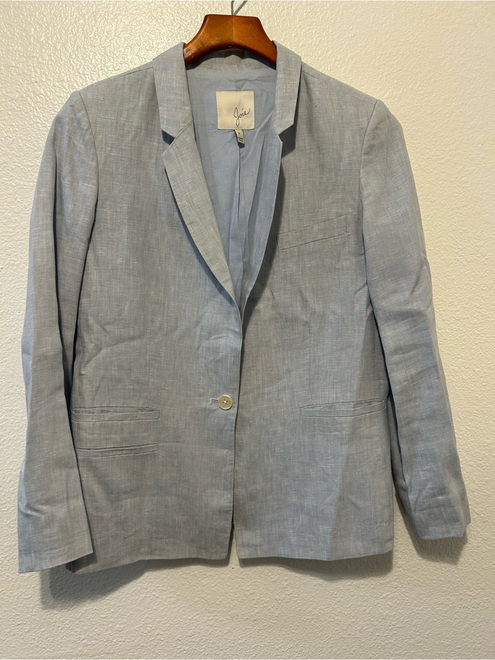 Joie Pale Blue 100% LinenSingle-Button Blazer